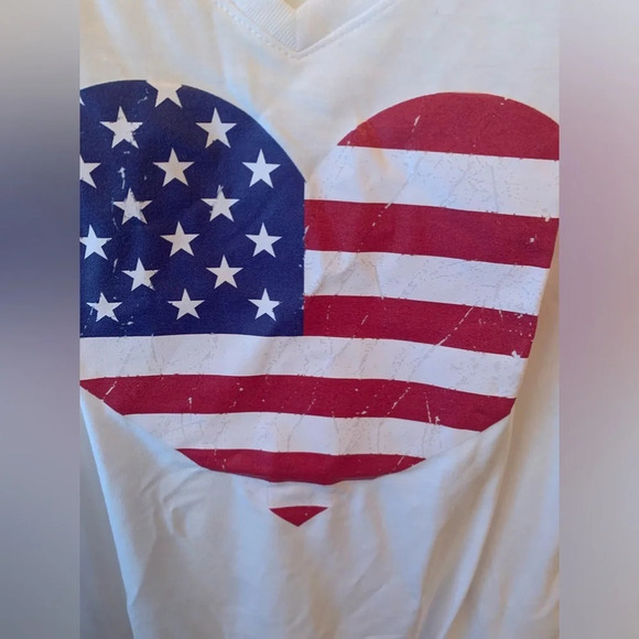 Distressed USA heart white t-shirt M - Picture 3 of 4